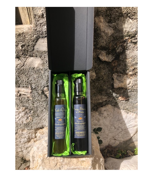 Coffret cadeau huile d'olive bio / vinaigre balsamique bio