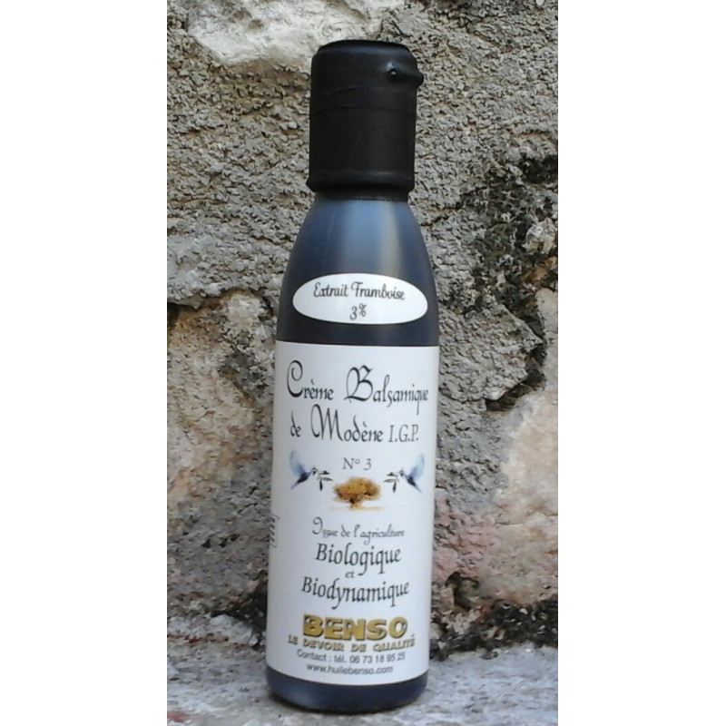 crème balsamique biologique et biodynamique, arômatisée à la framboise150 ml