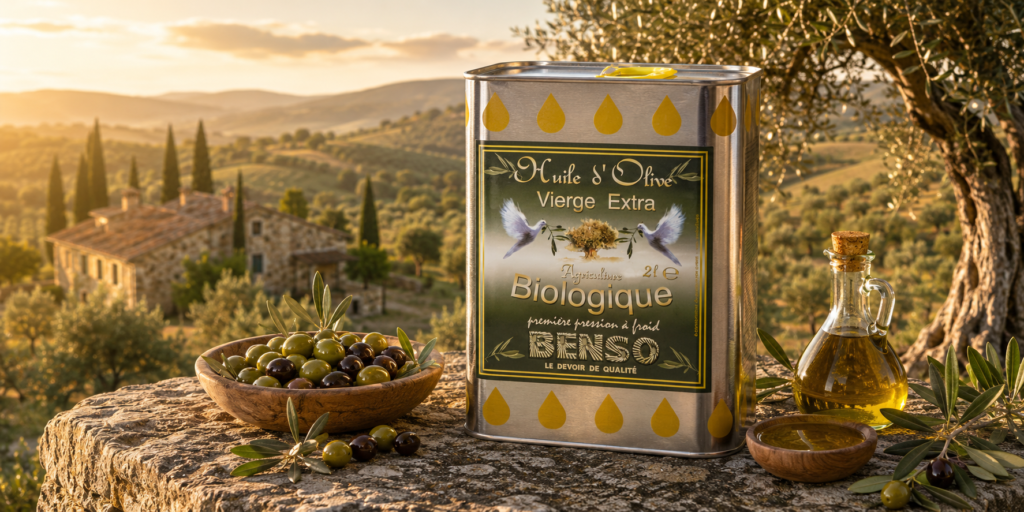 Huile d'olive biologique vierge extra - fruitée douce - grand format 2 litres