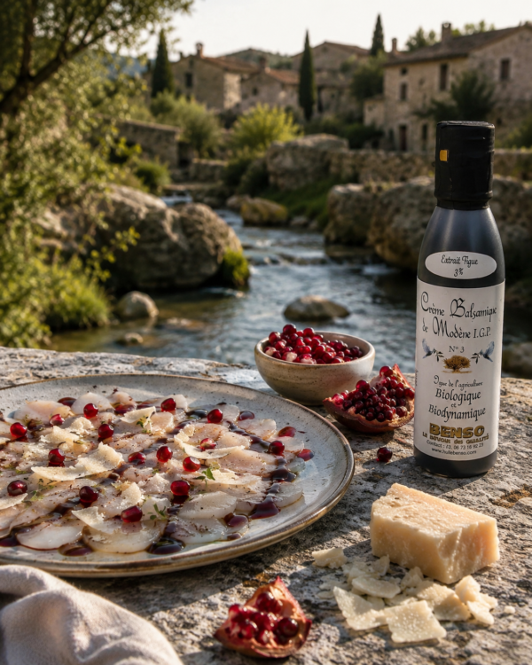Creme-Balsamique-Figue-Scallop-Carpacio Crème balsamique biologique et bio-dynamique aux figues - 150 ml