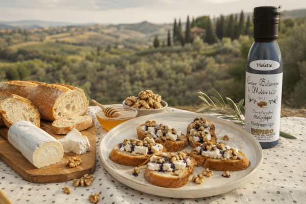 Creme-Balsamique-Violette-Crostini Crème balsamique bio et biodynamique à la violette - 150 ml