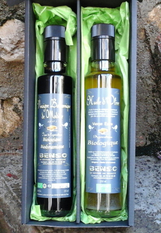 coffret-cadeau-huile-d-olive-bio-vinaigre-balsamique-bio Coffret cadeau huile d'olive bio 250ml / vinaigre balsamique bio 250ml
