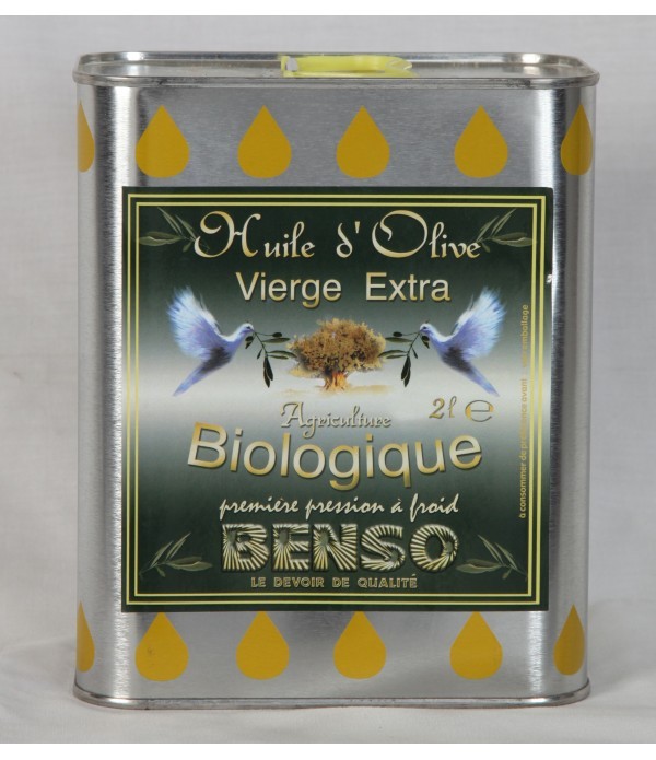 Huile d'olive biologique vierge extra - fruitée douce - grand format 2 litres